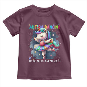 Autism Awareness Unicorn Toddler T Shirt Ballet Dancing To A Different Beat TS10 Maroon Print Your Wear