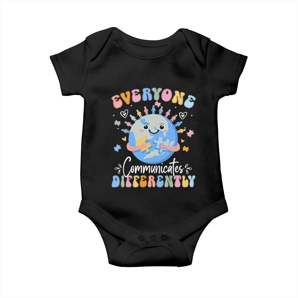 Autism Awareness Sped Teacher Baby Onesie Everyone Communicates Differently TS10 Black Print Your Wear