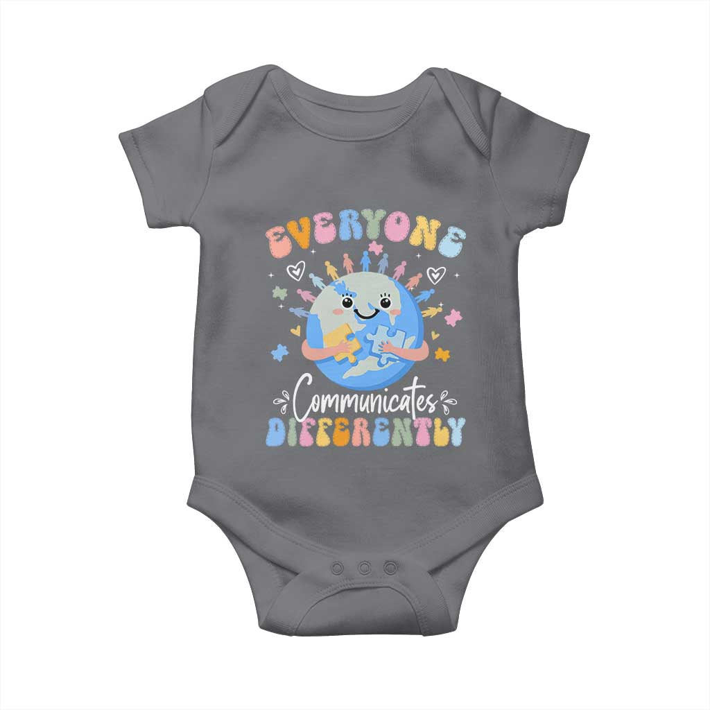 Autism Awareness Sped Teacher Baby Onesie Everyone Communicates Differently TS10 Charcoal Print Your Wear