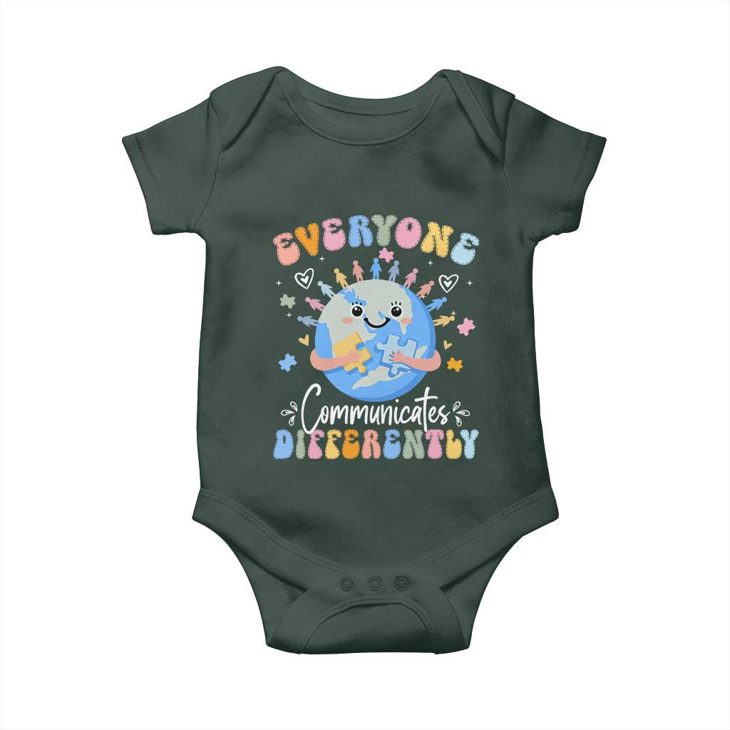 Autism Awareness Sped Teacher Baby Onesie Everyone Communicates Differently TS10 Print Your Wear