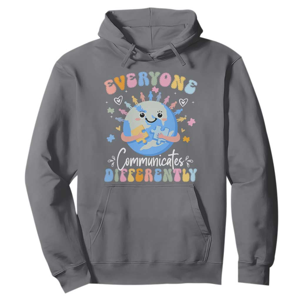 Autism Awareness Sped Teacher Hoodie Everyone Communicates Differently TS10 Charcoal Print Your Wear