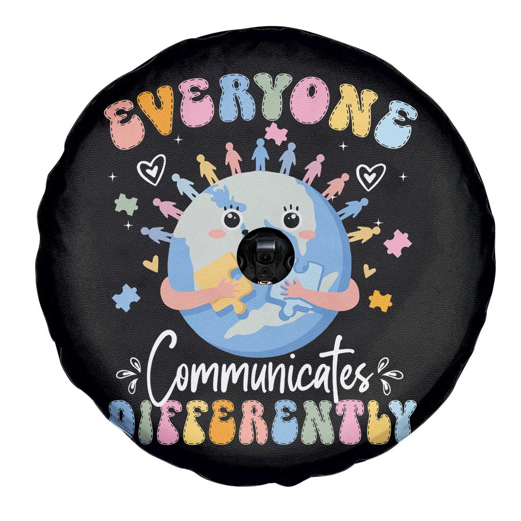 Autism Awareness Sped Teacher Spare Tire Cover Everyone Communicates Differently TS10 Print Your Wear
