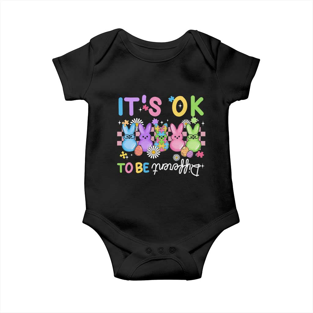 Its Okay To Be Different Baby Onesie Bunny Puzzle Autism Awareness Easter TS10 Black Print Your Wear