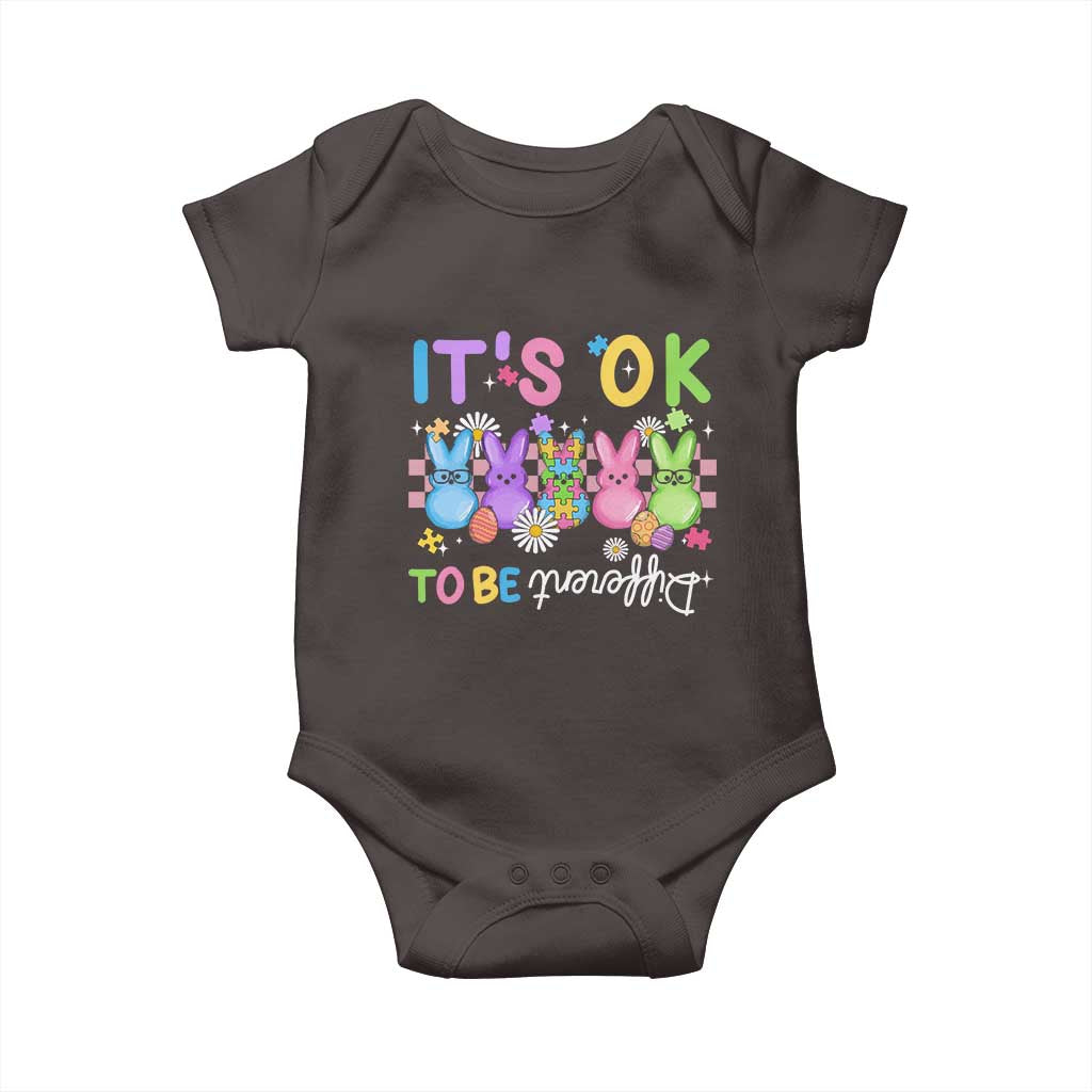 Its Okay To Be Different Baby Onesie Bunny Puzzle Autism Awareness Easter TS10 Dark Chocolate Print Your Wear