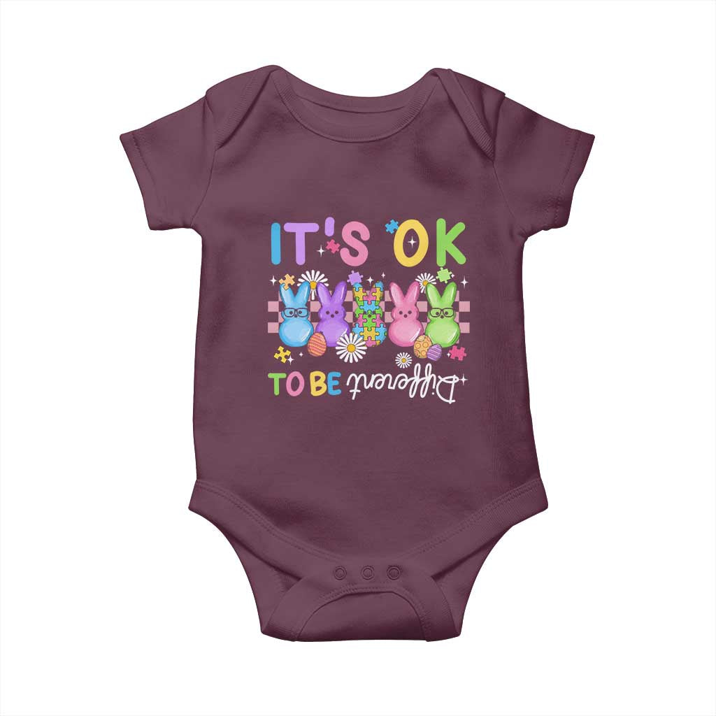 Its Okay To Be Different Baby Onesie Bunny Puzzle Autism Awareness Easter TS10 Maroon Print Your Wear