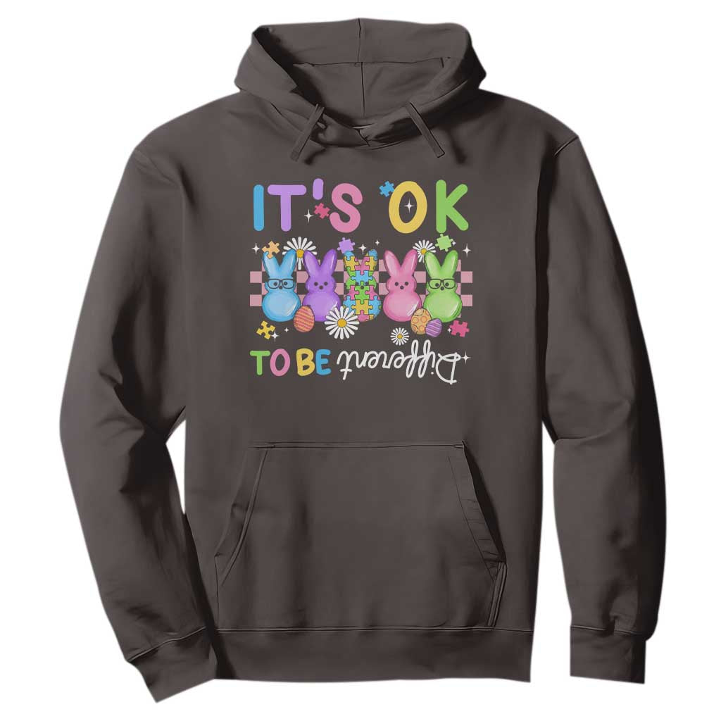 Its Okay To Be Different Hoodie Bunny Puzzle Autism Awareness Easter TS10 Dark Chocolate Print Your Wear
