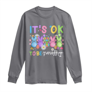 Its Okay To Be Different Long Sleeve Shirt Bunny Puzzle Autism Awareness Easter TS10 Charcoal Print Your Wear