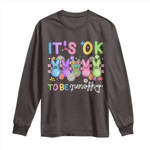 Its Okay To Be Different Long Sleeve Shirt Bunny Puzzle Autism Awareness Easter TS10 Dark Chocolate Print Your Wear