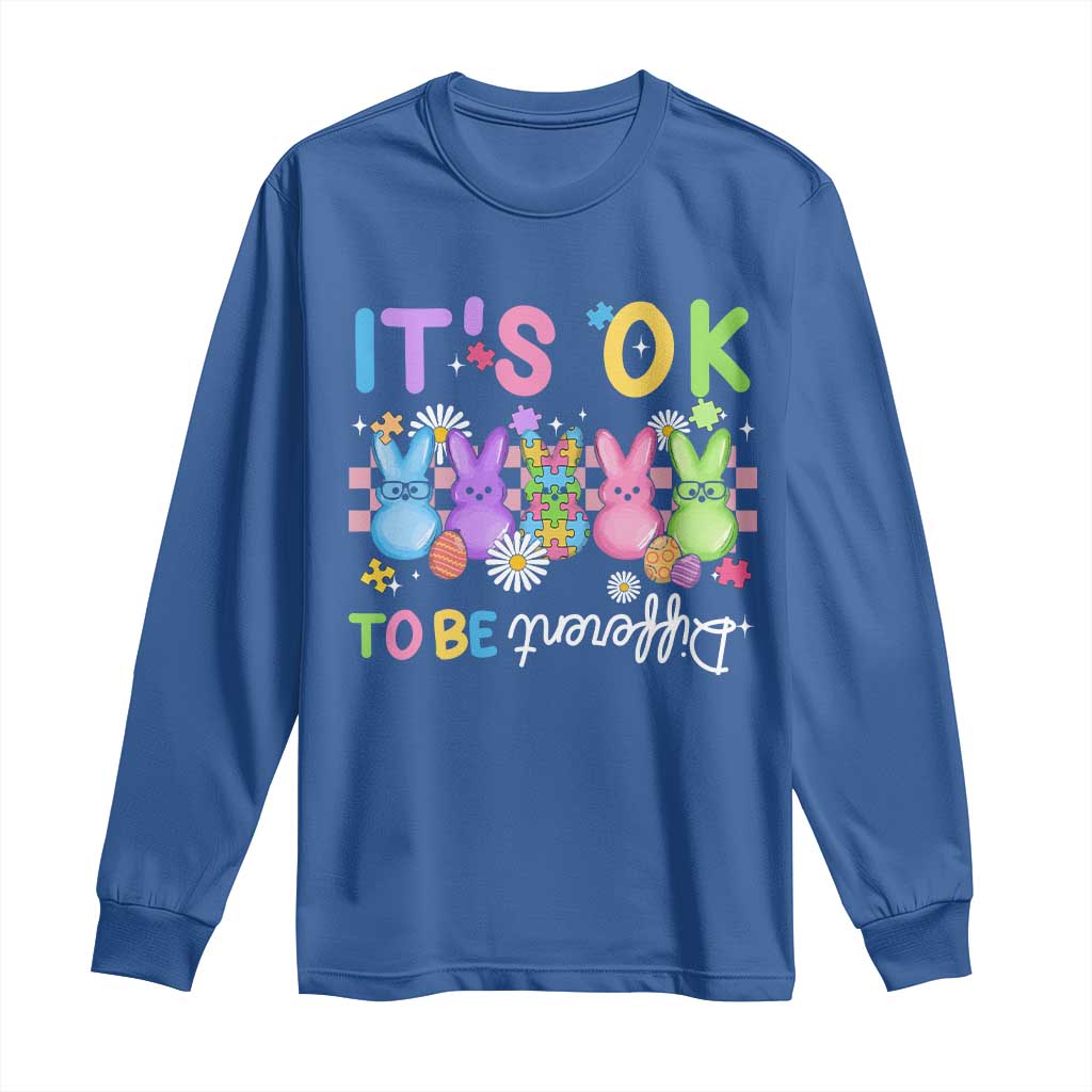Its Okay To Be Different Long Sleeve Shirt Bunny Puzzle Autism Awareness Easter TS10 Royal Blue Print Your Wear