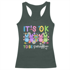 Its Okay To Be Different Racerback Tank Top Bunny Puzzle Autism Awareness Easter TS10 Dark Forest Green Print Your Wear