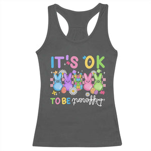 Its Okay To Be Different Racerback Tank Top Bunny Puzzle Autism Awareness Easter TS10 Dark Heather Print Your Wear