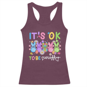 Its Okay To Be Different Racerback Tank Top Bunny Puzzle Autism Awareness Easter TS10 Maroon Print Your Wear