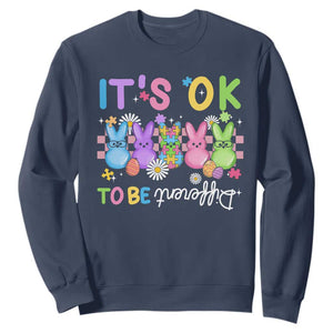 Its Okay To Be Different Sweatshirt Bunny Puzzle Autism Awareness Easter TS10 Navy Print Your Wear