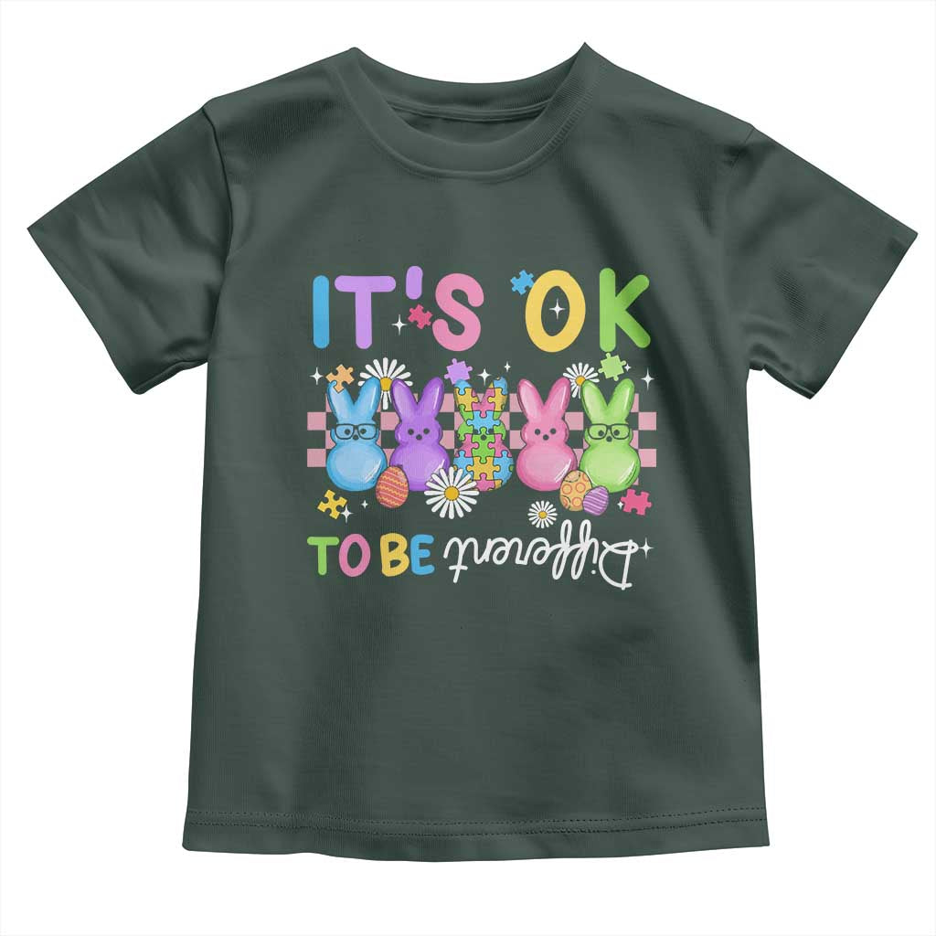 Its Okay To Be Different Toddler T Shirt Bunny Puzzle Autism Awareness Easter TS10 Dark Forest Green Print Your Wear