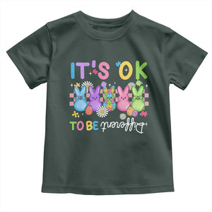 Its Okay To Be Different Toddler T Shirt Bunny Puzzle Autism Awareness Easter TS10 Dark Forest Green Print Your Wear
