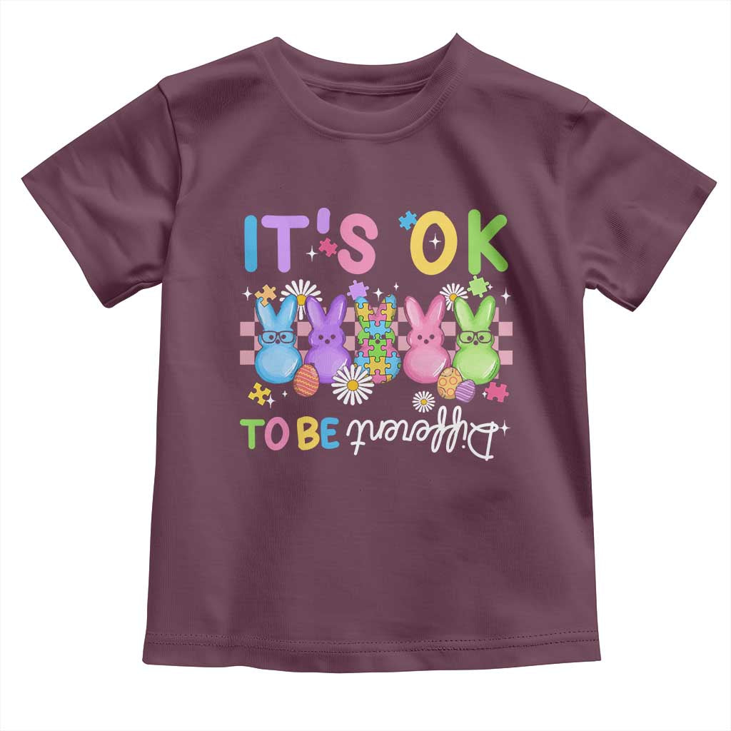 Its Okay To Be Different Toddler T Shirt Bunny Puzzle Autism Awareness Easter TS10 Maroon Print Your Wear