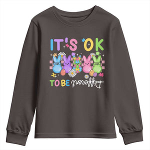 Its Okay To Be Different Youth Sweatshirt Bunny Puzzle Autism Awareness Easter TS10 Dark Chocolate Print Your Wear