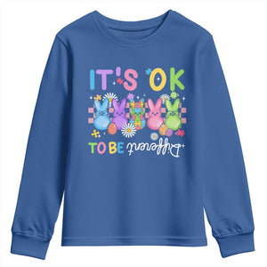Its Okay To Be Different Youth Sweatshirt Bunny Puzzle Autism Awareness Easter TS10 Royal Blue Print Your Wear