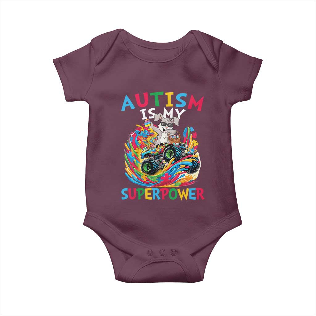 Autism Awareness Easter Baby Onesie Dabbing Bunny Monster Truck Lovers TS10 Maroon Print Your Wear