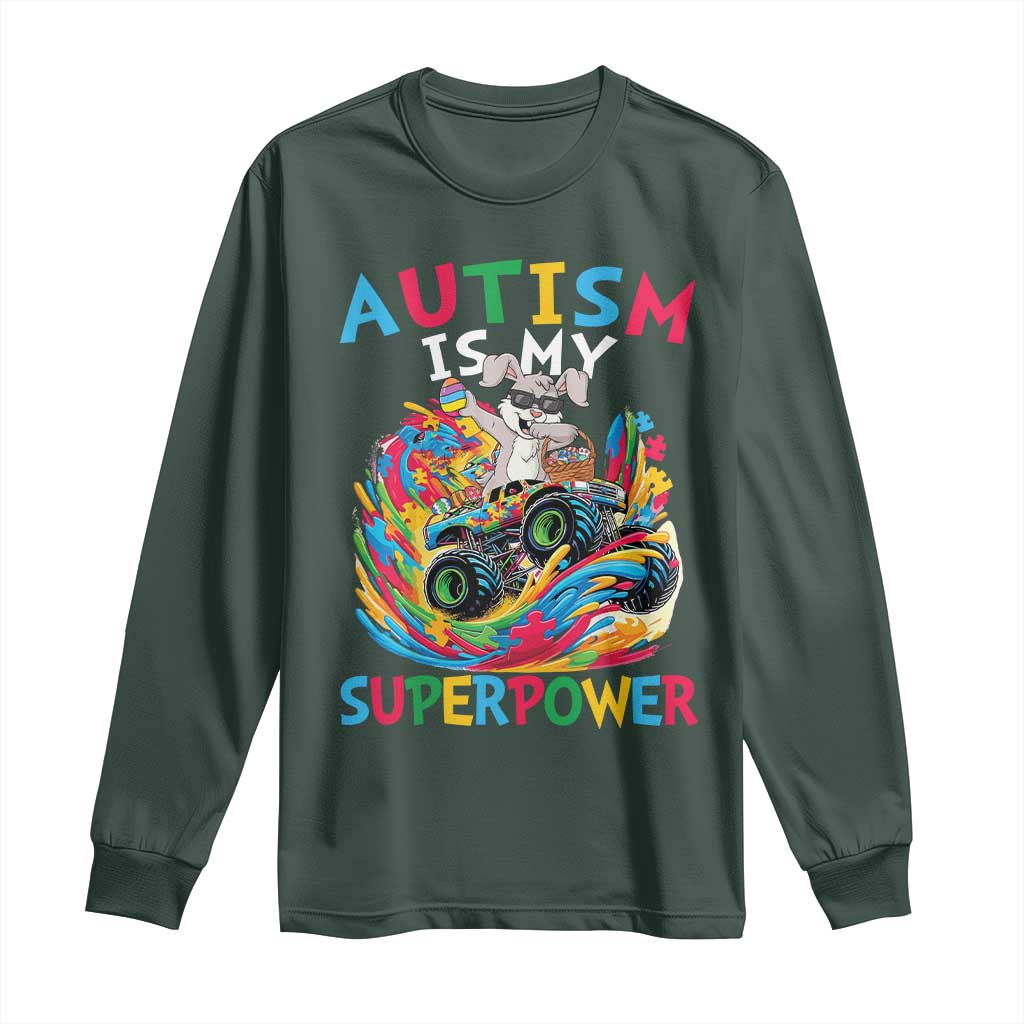 Autism Awareness Easter Long Sleeve Shirt Dabbing Bunny Monster Truck Lovers TS10 Dark Forest Green Print Your Wear