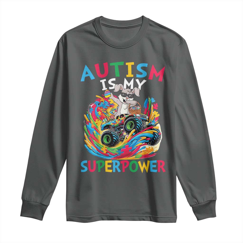 Autism Awareness Easter Long Sleeve Shirt Dabbing Bunny Monster Truck Lovers TS10 Dark Heather Print Your Wear
