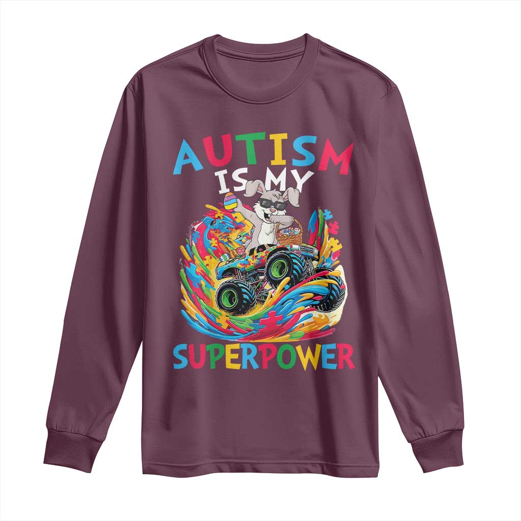 Autism Awareness Easter Long Sleeve Shirt Dabbing Bunny Monster Truck Lovers TS10 Maroon Print Your Wear