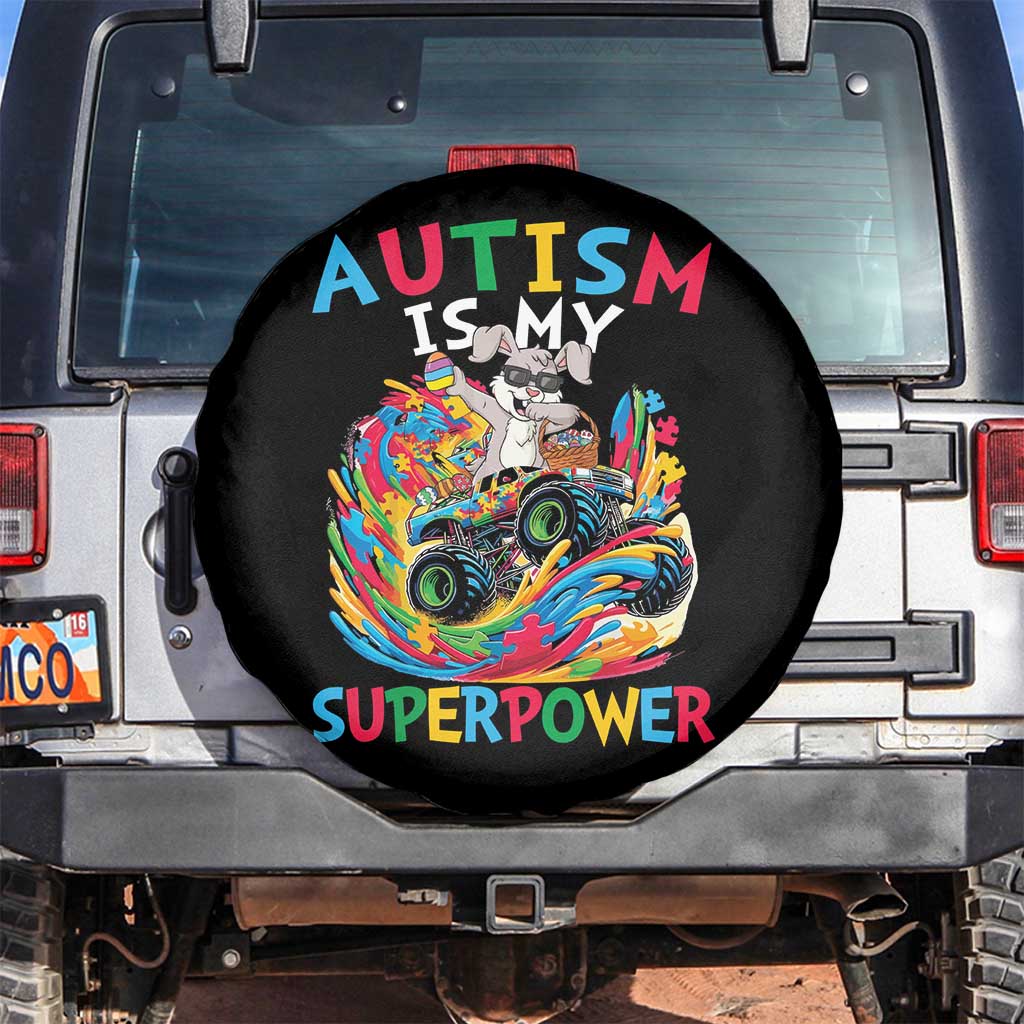 Autism Awareness Easter Spare Tire Cover Dabbing Bunny Monster Truck Lovers TS10 No hole Black Print Your Wear