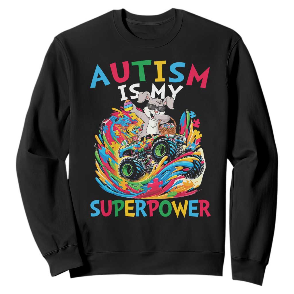 Autism Awareness Easter Sweatshirt Dabbing Bunny Monster Truck Lovers TS10 Black Print Your Wear
