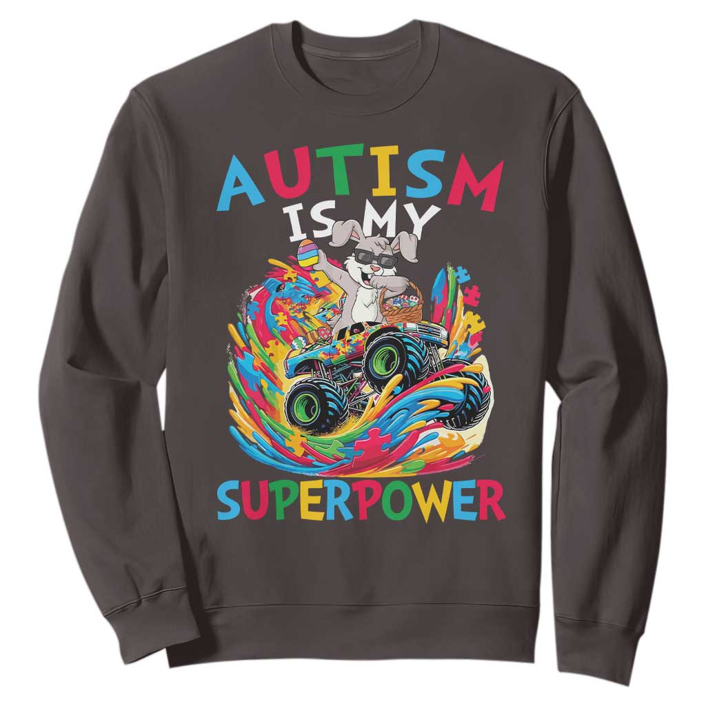 Autism Awareness Easter Sweatshirt Dabbing Bunny Monster Truck Lovers TS10 Dark Chocolate Print Your Wear