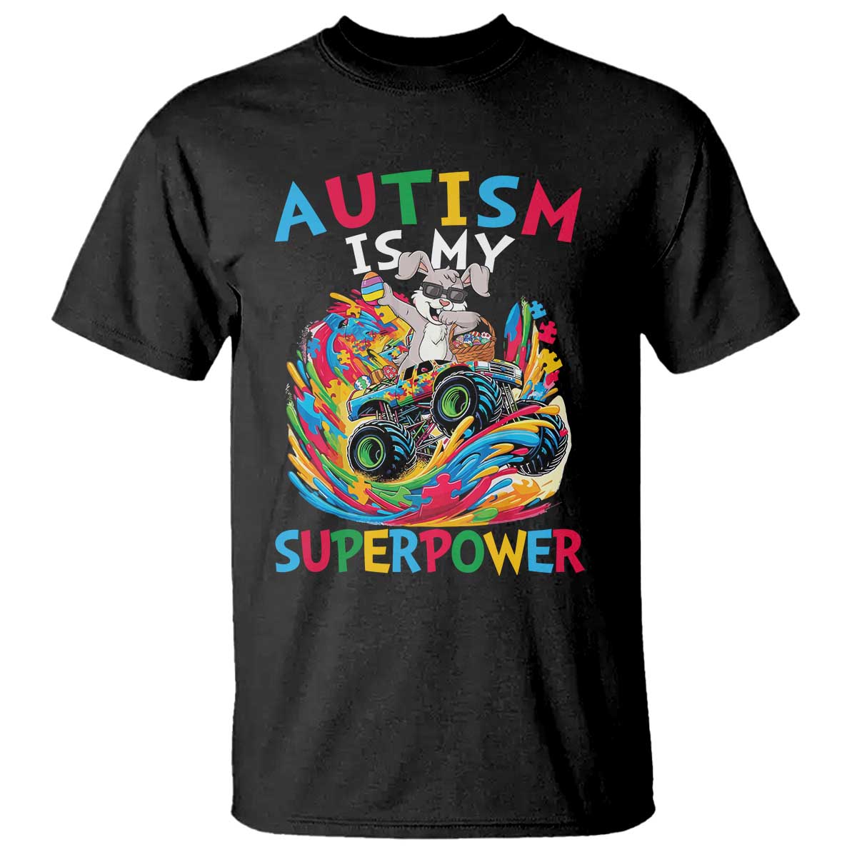 Autism Awareness Easter T Shirt Dabbing Bunny Monster Truck Lovers TS10 Black Print Your Wear