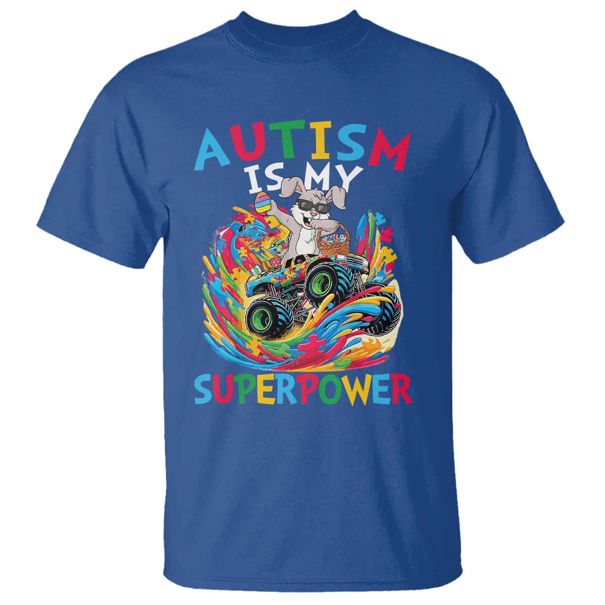Autism Awareness Easter T Shirt Dabbing Bunny Monster Truck Lovers TS10 Royal Blue Print Your Wear