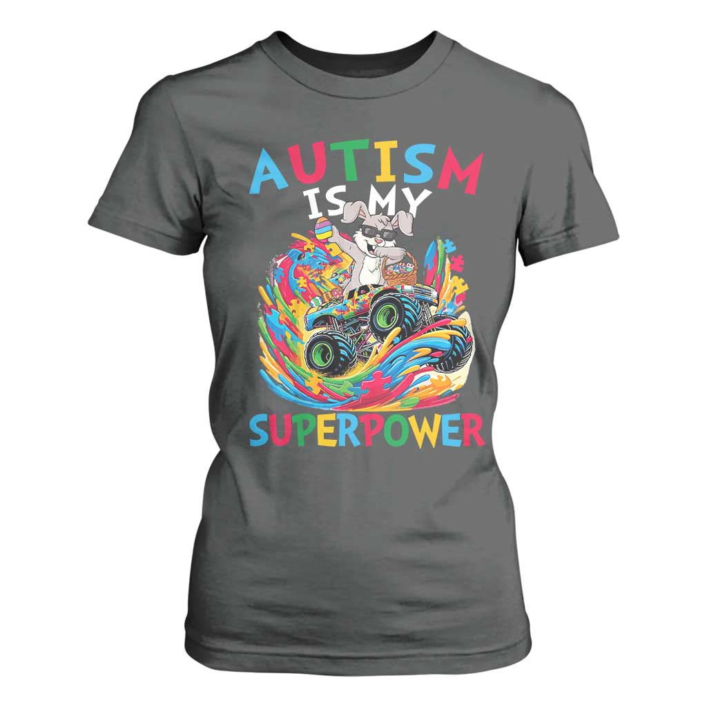Autism Awareness Easter T Shirt For Women Dabbing Bunny Monster Truck Lovers TS10 Dark Heather Print Your Wear