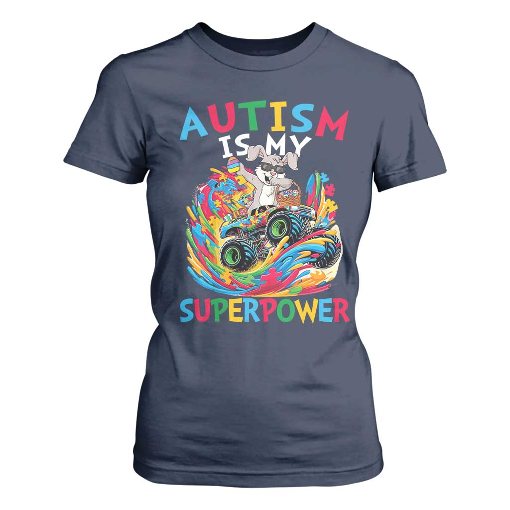 Autism Awareness Easter T Shirt For Women Dabbing Bunny Monster Truck Lovers TS10 Navy Print Your Wear