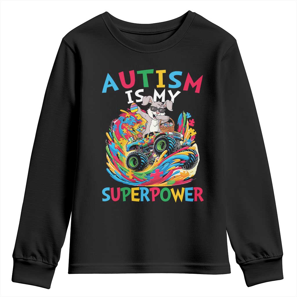 Autism Awareness Easter Youth Sweatshirt Dabbing Bunny Monster Truck Lovers TS10 Black Print Your Wear
