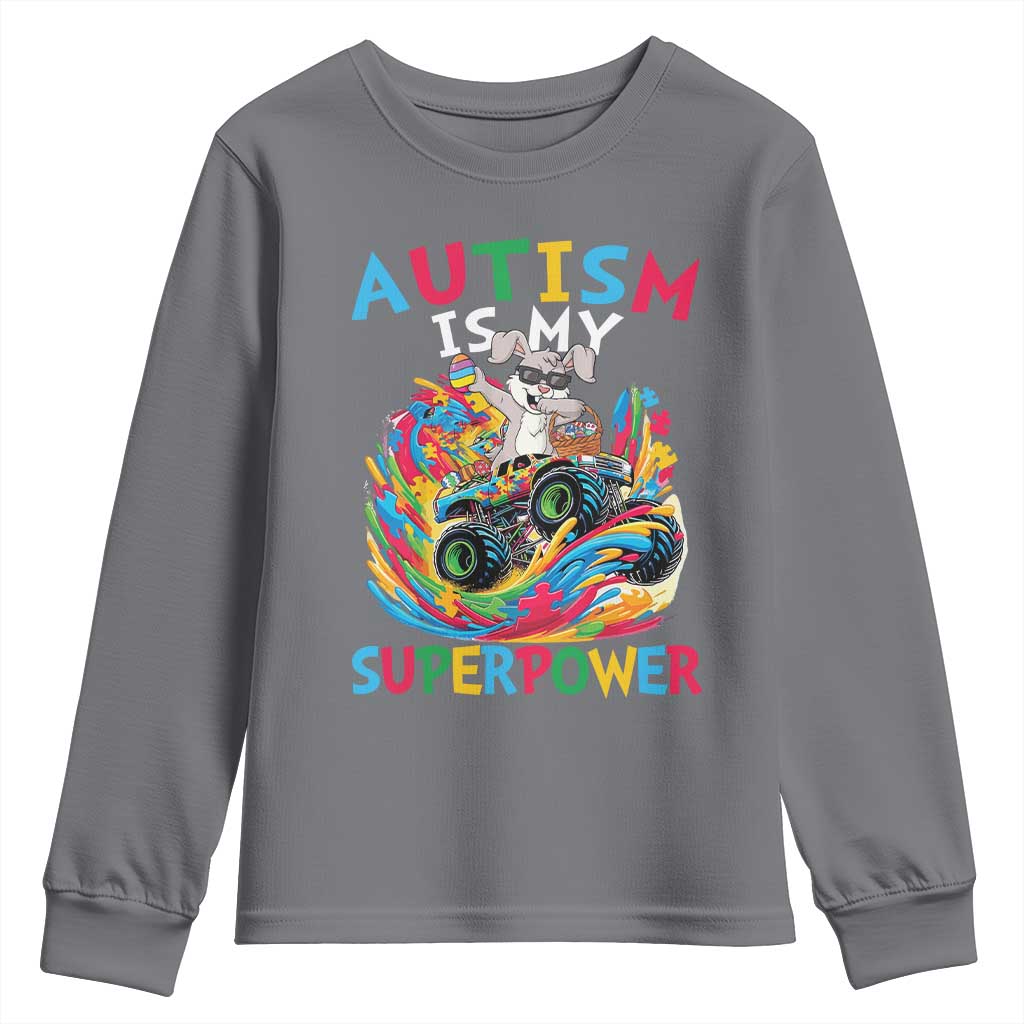 Autism Awareness Easter Youth Sweatshirt Dabbing Bunny Monster Truck Lovers TS10 Charcoal Print Your Wear