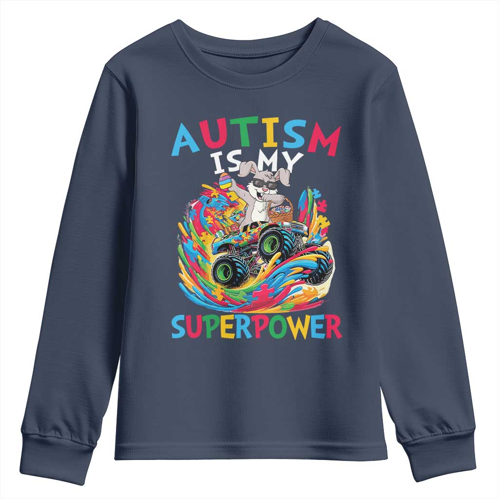 Autism Awareness Easter Youth Sweatshirt Dabbing Bunny Monster Truck Lovers TS10 Navy Print Your Wear