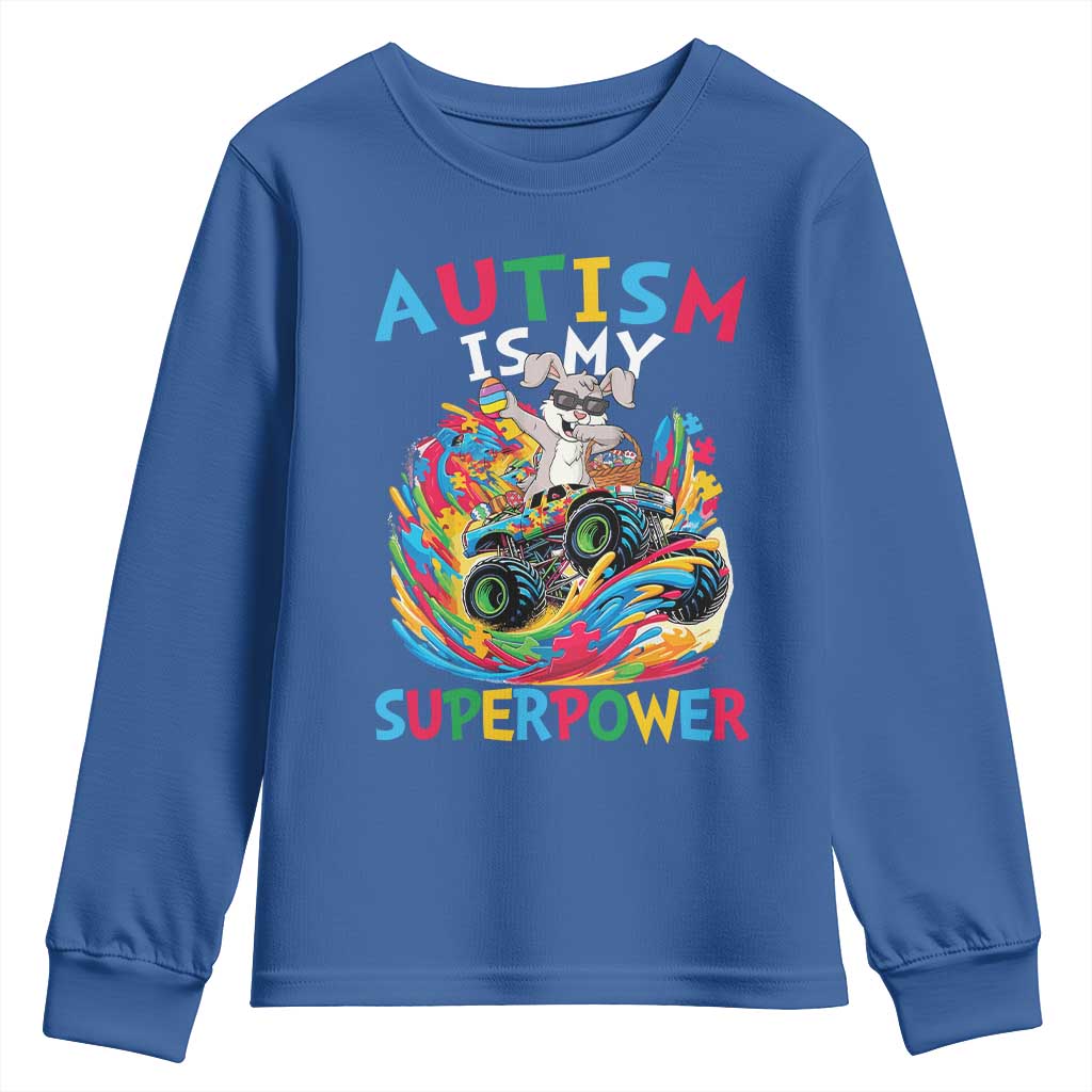Autism Awareness Easter Youth Sweatshirt Dabbing Bunny Monster Truck Lovers TS10 Royal Blue Print Your Wear