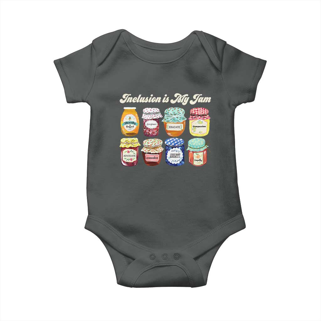 Inclusion Is My Jam Baby Onesie Special Education Teacher Autism Awareness TS10 Dark Heather Print Your Wear