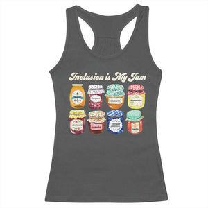 Inclusion Is My Jam Racerback Tank Top Special Education Teacher Autism Awareness TS10 Dark Heather Print Your Wear