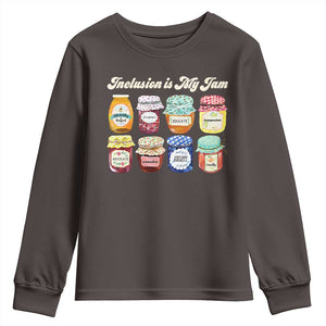 Inclusion Is My Jam Youth Sweatshirt Special Education Teacher Autism Awareness TS10 Dark Chocolate Print Your Wear