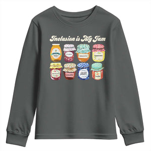 Inclusion Is My Jam Youth Sweatshirt Special Education Teacher Autism Awareness TS10 Dark Heather Print Your Wear