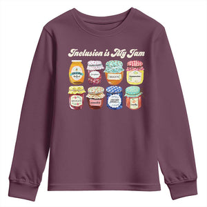 Inclusion Is My Jam Youth Sweatshirt Special Education Teacher Autism Awareness TS10 Maroon Print Your Wear