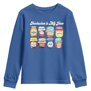 Inclusion Is My Jam Youth Sweatshirt Special Education Teacher Autism Awareness TS10 Royal Blue Print Your Wear