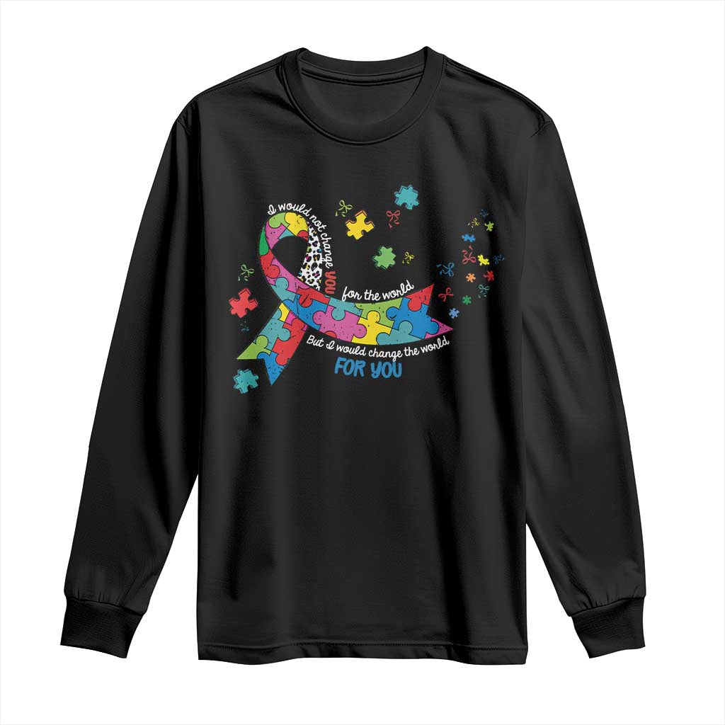 Autism Awareness Coquette Bow Long Sleeve Shirt Special Education Teacher TS10 Black Print Your Wear