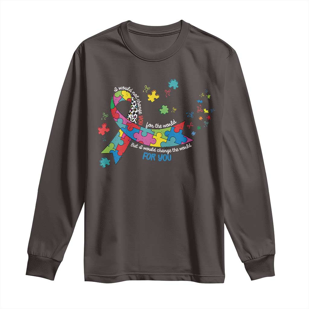 Autism Awareness Coquette Bow Long Sleeve Shirt Special Education Teacher TS10 Dark Chocolate Print Your Wear