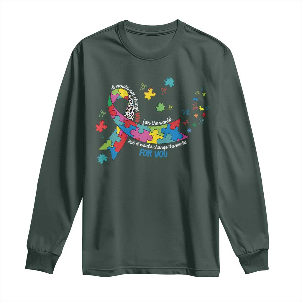 Autism Awareness Coquette Bow Long Sleeve Shirt Special Education Teacher TS10 Dark Forest Green Print Your Wear