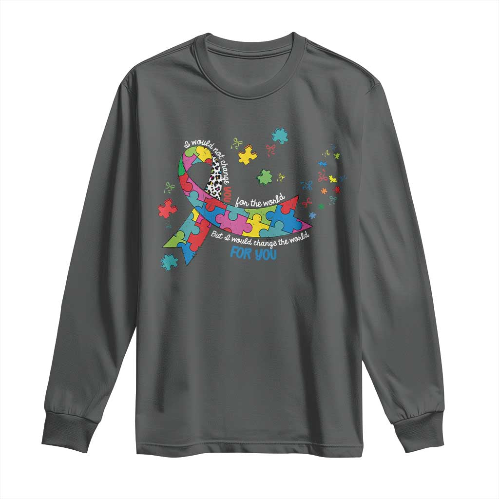 Autism Awareness Coquette Bow Long Sleeve Shirt Special Education Teacher TS10 Dark Heather Print Your Wear