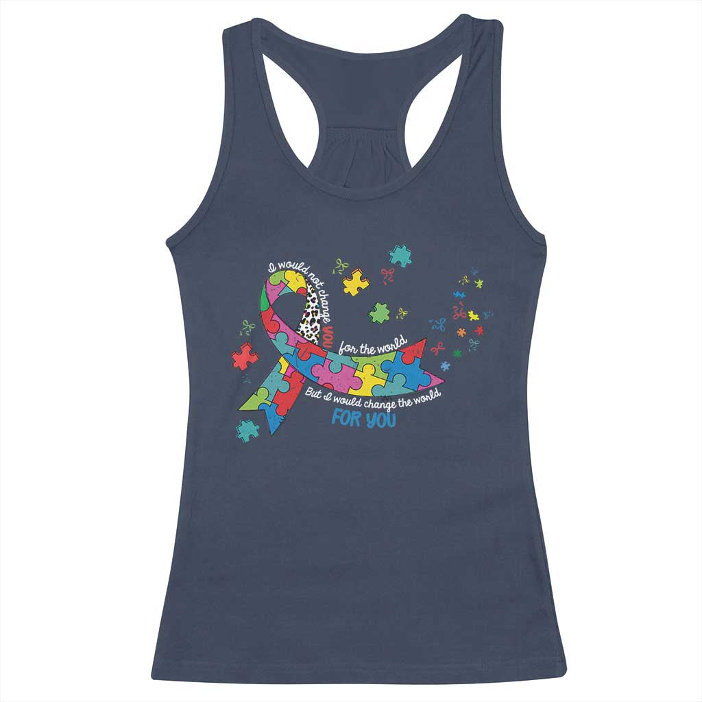Autism Awareness Coquette Bow Racerback Tank Top Special Education Teacher TS10 Navy Print Your Wear
