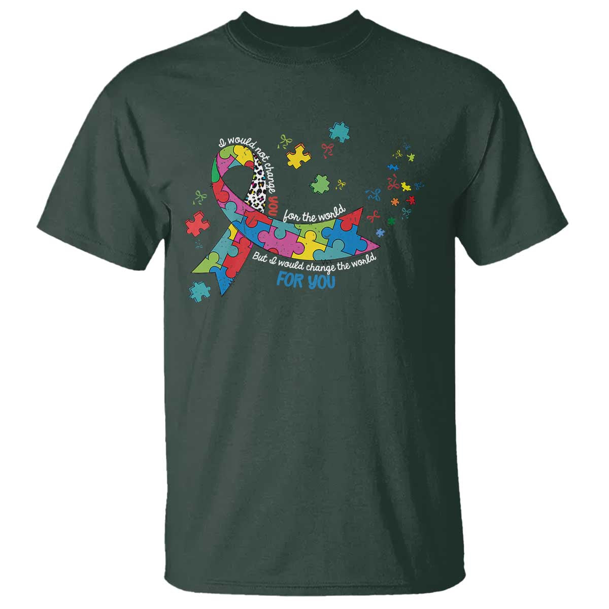 Autism Awareness Coquette Bow T Shirt Special Education Teacher TS10 Dark Forest Green Print Your Wear