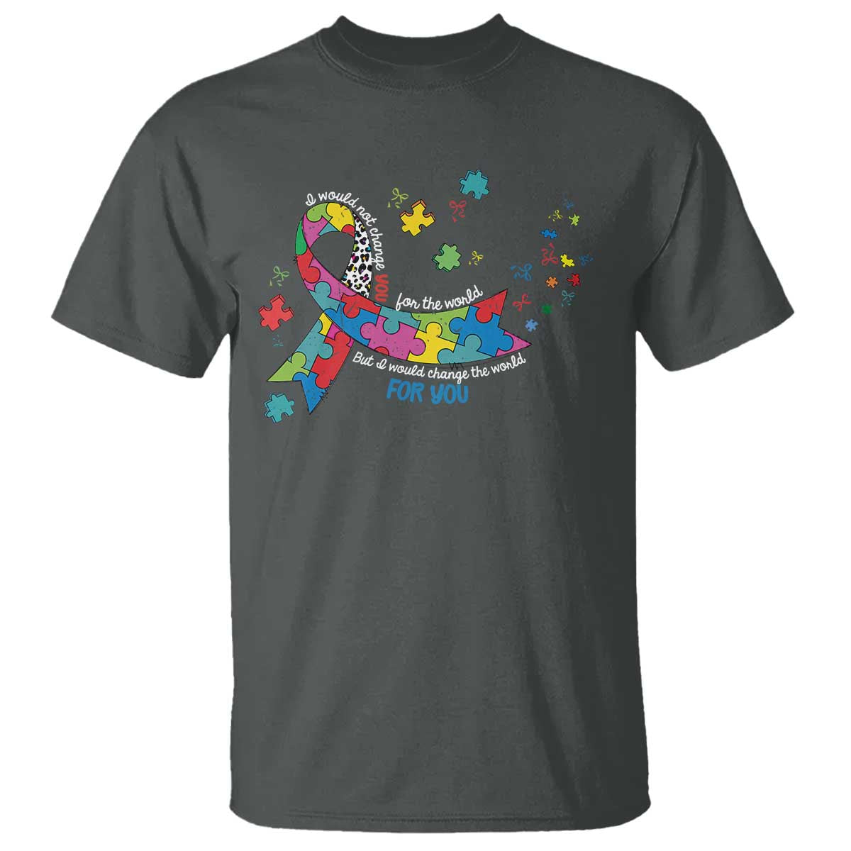 Autism Awareness Coquette Bow T Shirt Special Education Teacher TS10 Dark Heather Print Your Wear